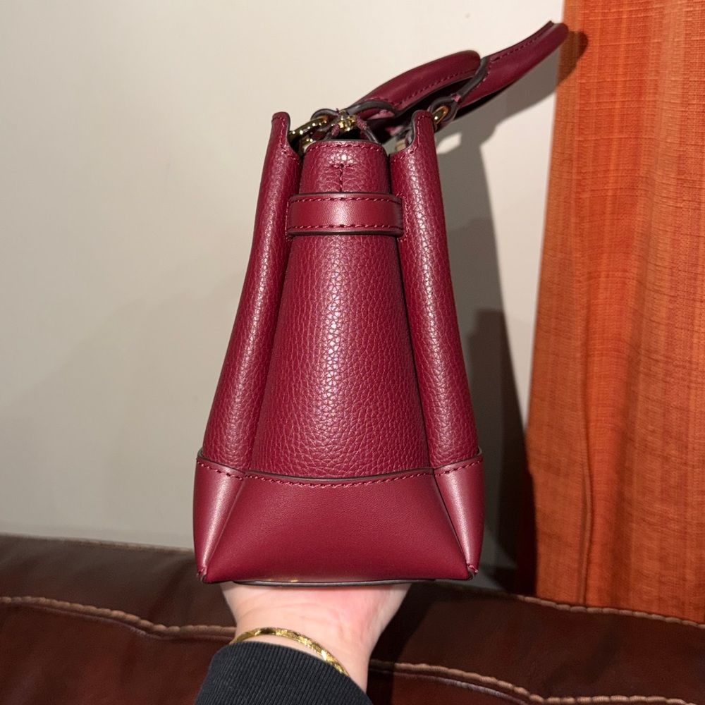 SOLD NEW Michael Kors Reed Dark Cherry Leather Small Belted Crossbody Bag - Picture 11 of 15